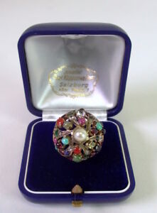 prunkvoller Ring - 14K Gold Edelsteine &amp; Perle - Juwelieranfertigung
