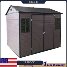 8X6 FT Resin Storage Shed w/Floor & Window & Door Outdoor Shed for Garden Tools