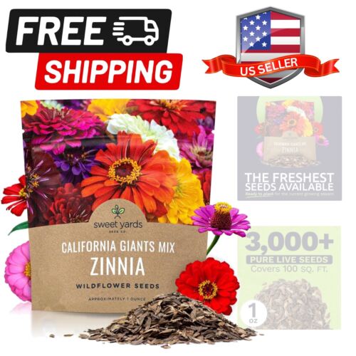 3,000 Zinnia Seeds - California Giants Mix for Colorful Flower Gardens