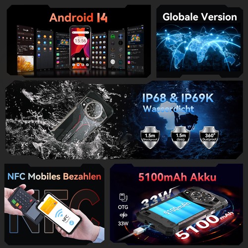 Cubot KingKong AX 24GB+256GB Rugged Smartphone Android 14 Handy 4G Dual Sim NFC - Bild 7 von 12
