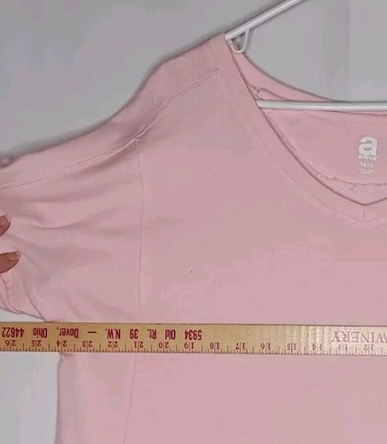 Avenue Fleece T-Shirt Women 14/16 Pastel Pink V-neck Short Cuff Sleeve Knit - Picture 3 of 6