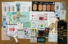 LOT OF 38 BEAUTY SAMPLES TRAVEL SIZE SEPHORA CREAM SHAMPOO SERUM BALM BRUSHES