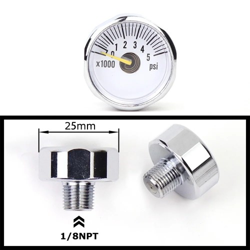 PCP Air Mini Micro Pressure Gauge Manometre Manometer 1/8BSP(G1/8) 1/8NPT M10 M8 - Picture 17 of 22