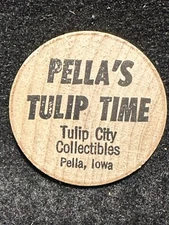 Pella, IA Pella’s Tulip Time City Collectibles Indian Head Token Wooden Nickel