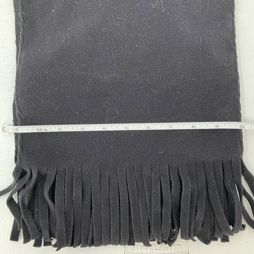 Unbranded Black Fleece Fringe Accent Wide Youth One Size Winter Rectangle Scarf - Picture 7 of 7