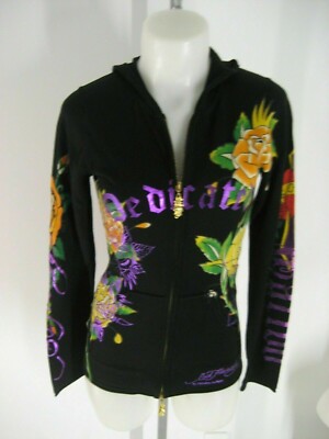 Ed Hardy Zip Up Hoodie Sweater New Rhinestone XS | eBay Ed Hardy Zip Up Hoodie Sweater New Rhinestone XS | eBay
