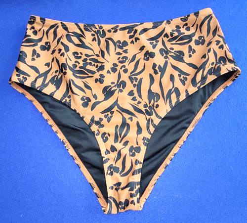 Bikini da bagno CUPSHE nero/marrone LEOPARDATO balze top e fondo vita alta 2 pezzi taglia L - Foto 5 di 9