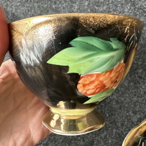 Vintage Shafford Fine China Tea Cup and Saucer Black Pear Pattern - Hard to Find - Picture 16 of 24