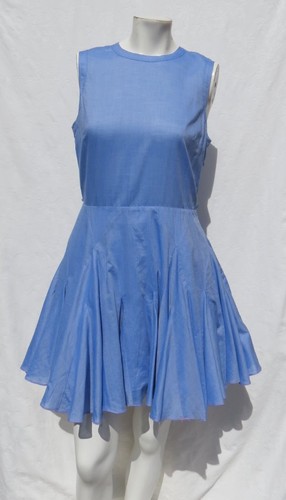 JUICY COUTURE US sz S 4 6 Blue Cotton Chambray Fit & Flare Sleeveless Dress EUC - Picture 1 of 6
