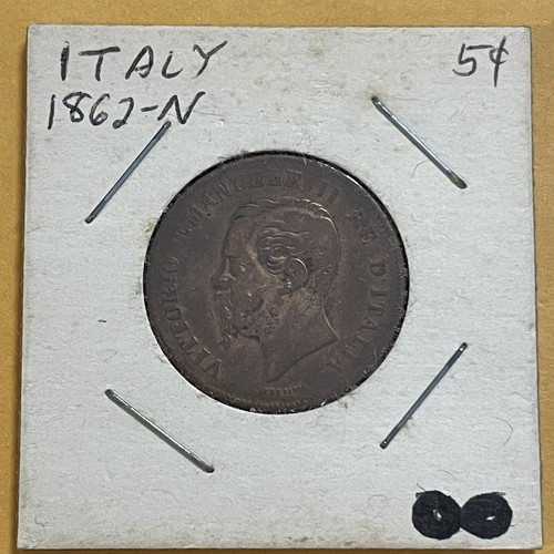 1862 N Italy 5 Centesimi Coin Bronze 25mm King Vittorio Emanuele II KM 3.3 Rare! - Picture 12 of 18