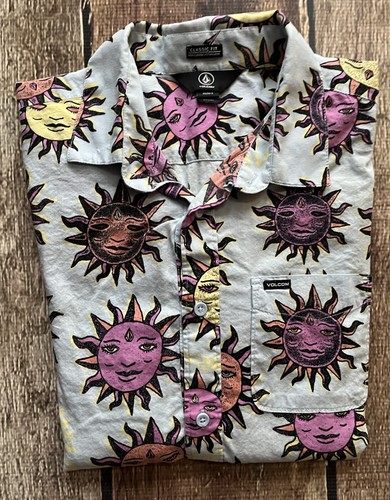 VOLCOM STONE CLASSIC FIT TRIBAL SUN POCKET SHIRT BLUE MULTI MENS SMALL EXCELLENT - Picture 7 of 7