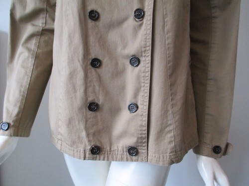 NIC. K Anthropologie Mesh Back Convertible Neck Brown Thin Pea Coat Jacket XS - Picture 5 of 8