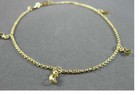 Estate Long 18K Yellow Gold Moon By The Yard Charm Wrist / Ankle Bracelet #24697