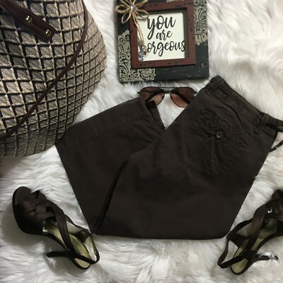 Maurices Striped Brown Dress Capris Crop Cargo 5/6 | eBay