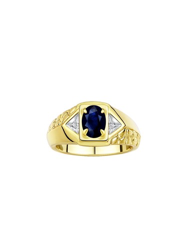 RYLOS Men's 7X5MM Gemstone & Diamond Ring in Yellow Gold Plated Silver, Sizes 8- - Picture 23 of 28