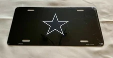 Dallas Cowboys Football Black + Small Blue Star Football Car License Plate 
