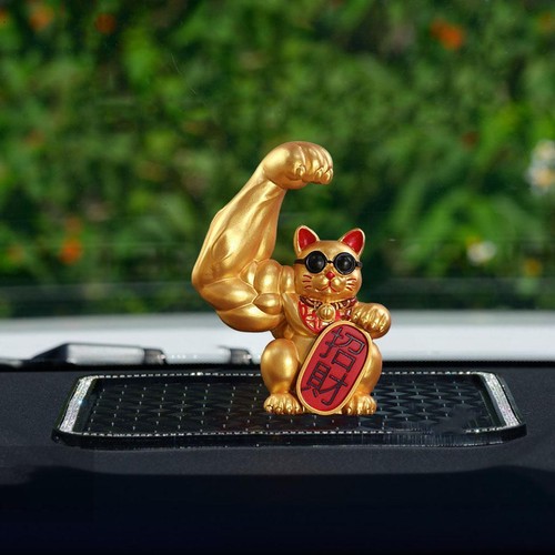 Statuine gatto fortunato braccio muscolare gigante moderno che sventola braccio forte benvenuto fortuna - Foto 24 di 59