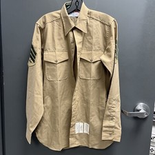 Flying Cross Men's Long Sleeve 15 x 34 Khaki Military Wool Uniform Shirt