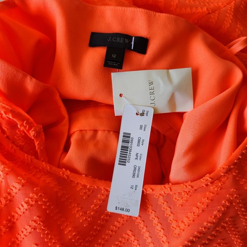 J Crew Womens Sleeveless Eyelet Fit Flare Dress Neon 3459 Orange Cotton 12 NEW - Picture 3 of 12