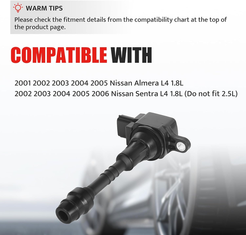 Ignition Coil Pack for L4 1.8L Nissan Sentra 2002-2006 2001-2005 Nissan Almera - Picture 3 of 8
