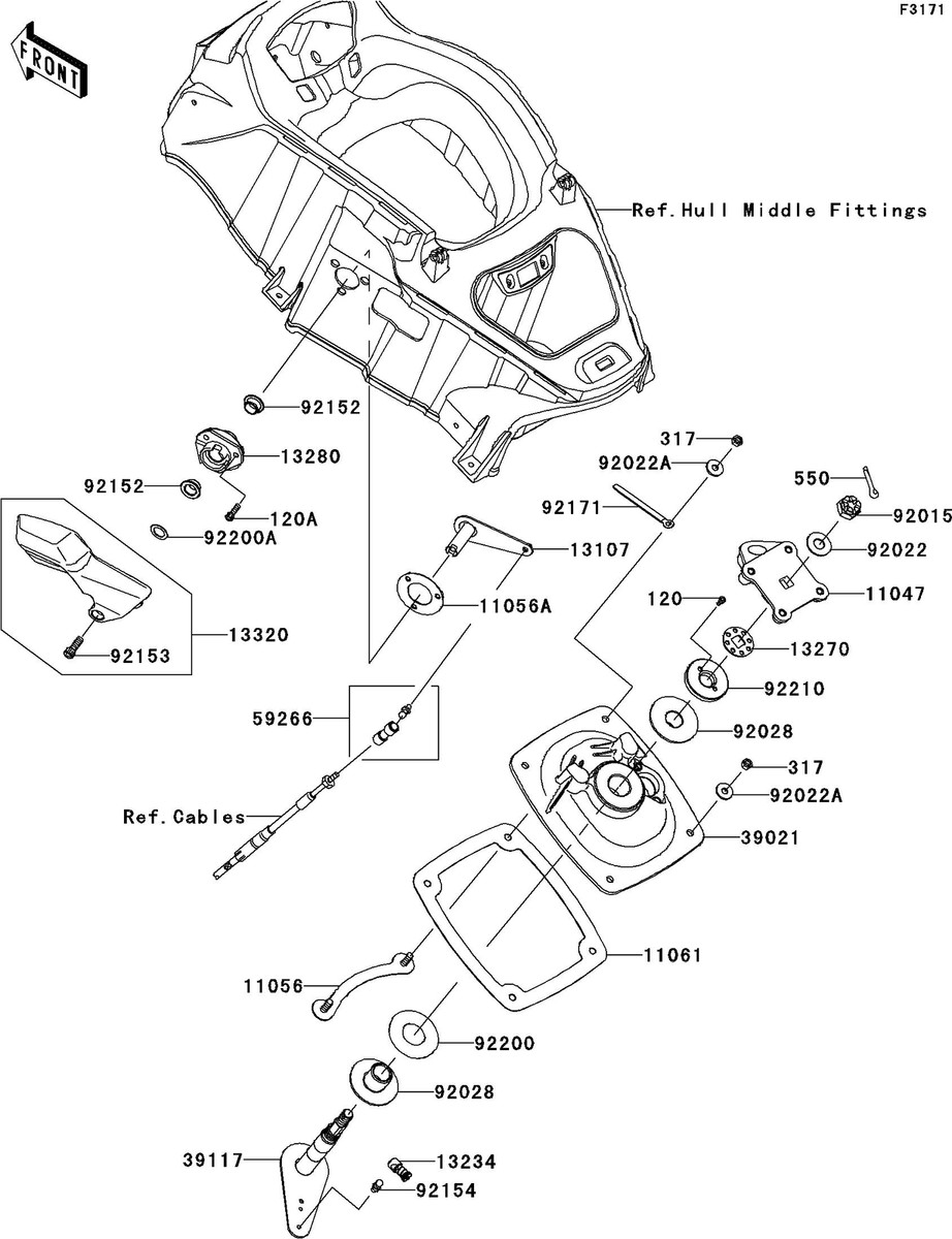 Kawasaki ULTRA300X'12 OEM section (Handle-Pole) parts Used Kawasaki ULTRA300X'12 OEM section (Handle-Pole) parts Used
