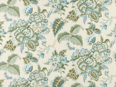 COWTAN & TOUT VORHANGSTOFF DESIGN Palmerston 4 METER BLAU/WEIDE 100% LEINEN