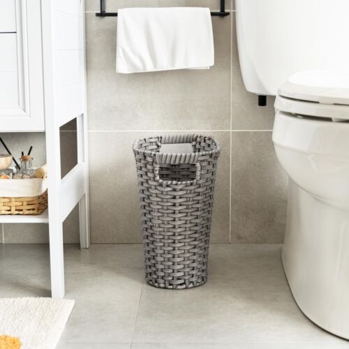 Wicker Trash Can Waste Basket for Bathroom Office Bedroom 19L/5 Gal Handles - Picture 4 of 7