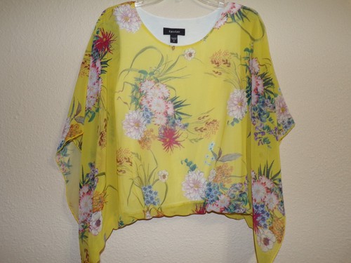 KAREN KANE Multi-Color Sheer Top With Dolman Sleeves - Size S