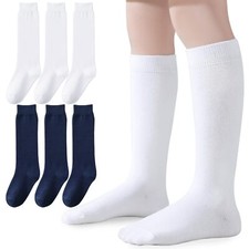 Knee High Socks for Girls Boys School Uniform Socks Cotton Tube Socks Long Wh...
