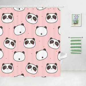 Kids Cartoon Panda Shower Curtain Fabric Bathroom Decor Set 71