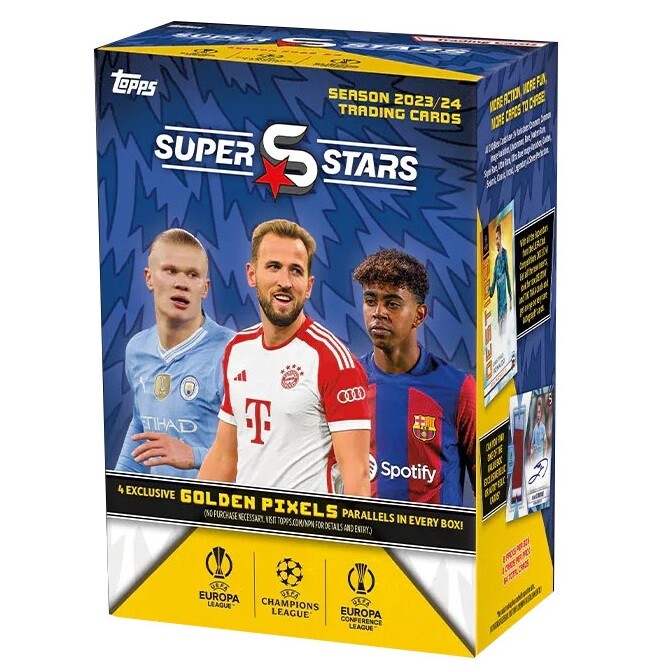 TOPPS CARD UEFA SUPERSTARS 2023/24 - UCC PACK DA 8 BUSTINE 64 CARDS VALUE BOX
