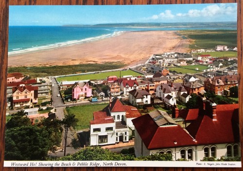 Westward Ho! Showing the Beach and Pebble Ridge Devon Vintage Postcard - Picture 4 of 4