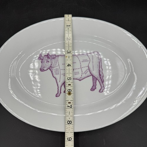 Set of 4 WORLD MARKET 12" Steak Oval Plates Butcher BEEF PORK Chicken Farm BBQ - Picture 5 of 9