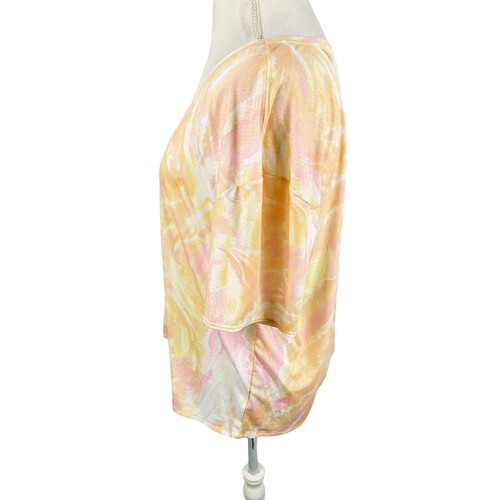 Prana Orange Creme Marmor Top U-Ausschnitt Tie Side Relaxed Tee Gr. L Boho - Bild 5 von 8