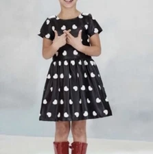 Appaman Valentine's Day Kelsey Hearts Faux Leather Dress black/white girls sz 8