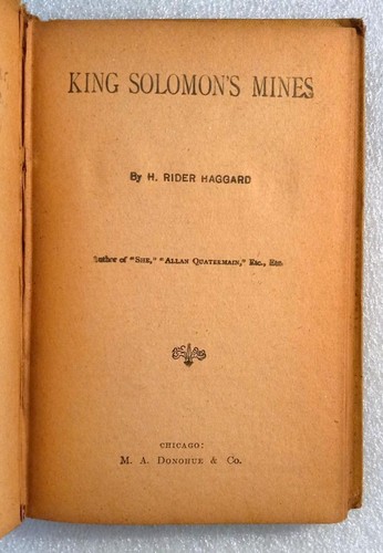 H. Rider Haggard: King Solomon's Mines  early scarce Donohue reprint - tan/red - Picture 5 of 5