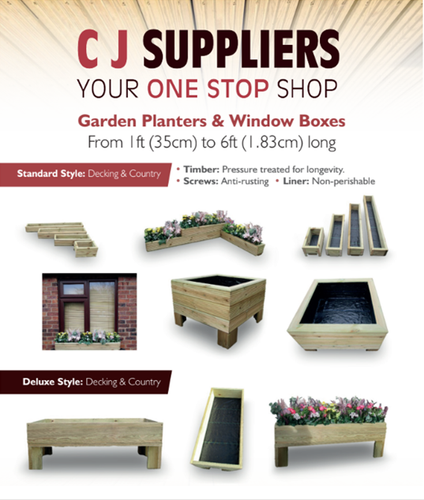 Wooden Garden Planter Large Decking Planter Trough 2foot - 6 foot / 2 Tier - Picture 7 of 14