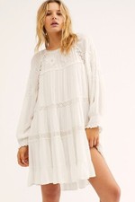 Free People Women's Size S Piece of Your Heart Mini Dress Boho Ivory