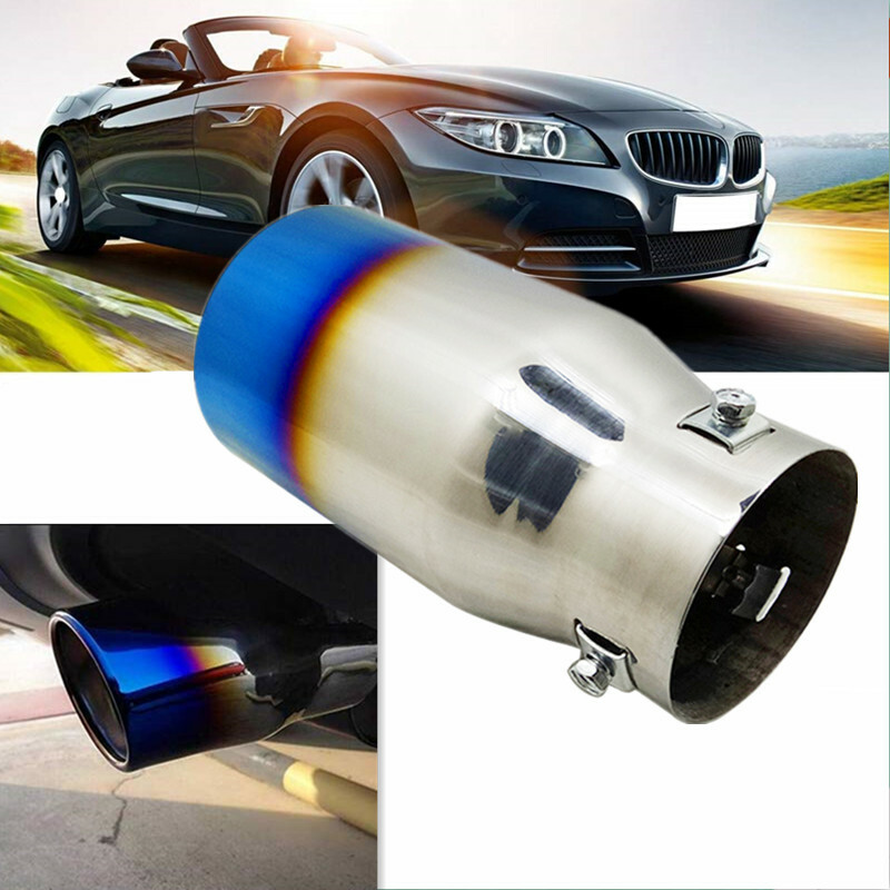 Car Exhaust Muffler Pipe Tail Half Blue Throat Large Caliber Tip Silencer Tube