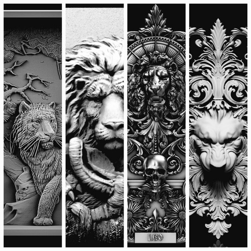 20+ pcs set Animals Lion Tiger 3D models STL files for CNC ready to use - Picture 2 of 11