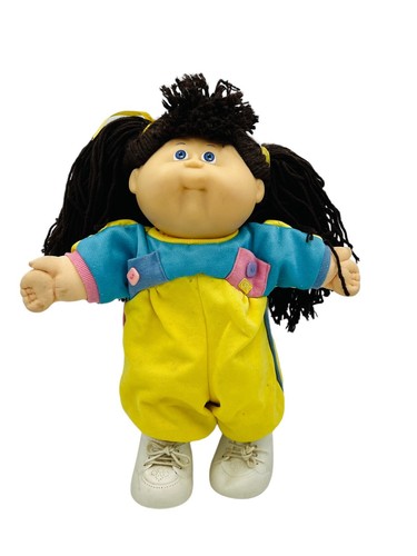 1988 Coleco Cabbage Patch Kind 13" Mädchen, braune Haare blaue Augen gelbes Outfit - Bild 1 von 9