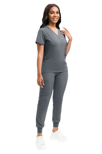 NiaaHinn Unisex Medical Scrub Set Nurse Uniform Suit- V-Neck 3-Pocket-Top Jogger - Picture 81 of 93