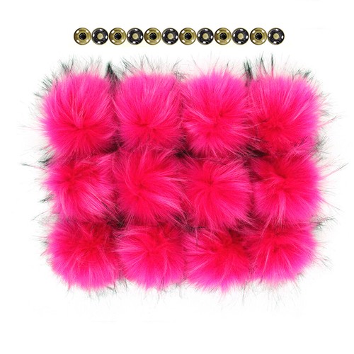 12X Pompon in pelliccia di procione sintetica con pulsante a scatto staccabile per cappello maglia artigianale - Foto 12 di 39