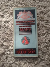 Vintage Isle Of Sky  Bartholomew's New Reduced Survey  Cloth Map 2 mile