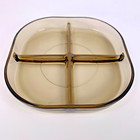 Vintage MCM Italian Smoked Glass Nibbles Dish 4 Section Tray Mid Century Modern