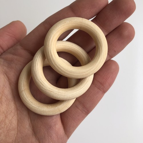 10X Anillo de Madera Redondo Sin Acabar Cuentas 40mm Macrame Forma de Donut Eslabón Artesanal - Imagen 4 de 5