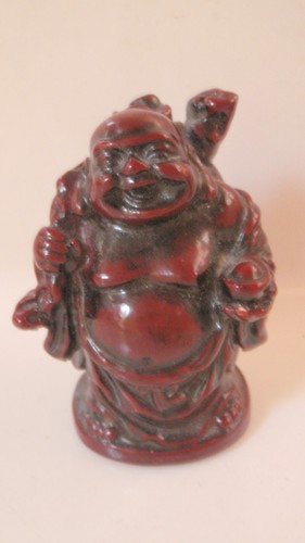 Kleine geschnitzte rote asiatische Zinnober Harz Buddha Statue Figur Lot ~ 2 Zoll - Bild 2 von 6