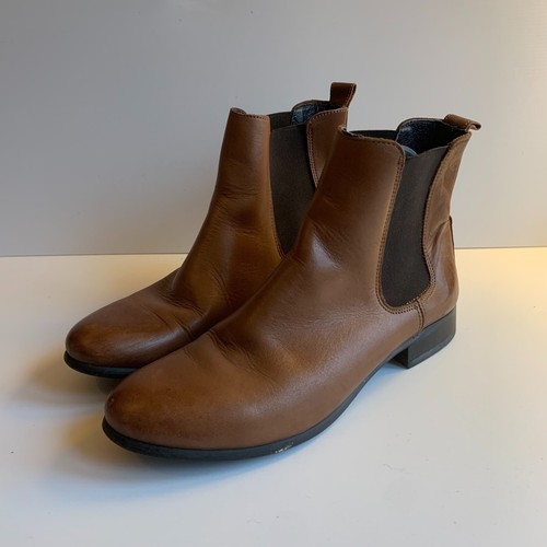 Crew Clothing tan Chelsea boot UK 6 EU 39 leather ankle classic flat pull on