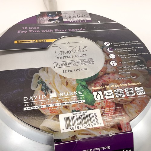 David Burke Gourmet 12" Inches Pro Heavy Stainless Steel Frying Pan New - Foto 8 di 9