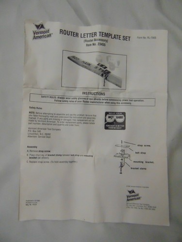 Vermont American 23455 Router Buchstaben & Zahlen Schablone Set USA 1 1/2" & 2 1/2" - Bild 8 von 11